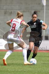 2. Fußball-Liga - Frauen - Saison 2022/2023 - FC Ingolstadt 04 - 1. FC Nürnberg - Samantha Stiglmair (Nr.27 - FCI Frauen) - Bogenschütz Kerstin weiss Nürnberg - Foto: Meyer Jürgen