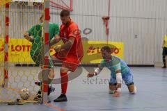 Lotto - Hallen - Bayerncup -  Saison 2022/2023 - FC Fatih Ingolstadt - FC Rockolding - Marco Ernhofer Torwart Fatih - Dardan Berisha rot Fatih - Nico Boysen schießt ein Tor - Jubel -  Foto: Meyer Jürgen