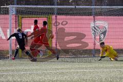 A - Junioren Bundesliga Süd/Südwest -  Saison 2021/2022 - FC Ingolstadt 04 - SC Freiburg - Der 0:1 Führungstreffer durch Mühlethaler Tim #9 Freiburg - jubel - Bock Julian Torwart (#33 FCI) - Nduka Donald (#4 FCI) - Udogu David (#3 FCI) - Foto: Meyer Jürge