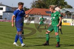 Bezirksliga Oberbayern Nord - SV Manching - SV Nord Lerchenau - Said Magomedov (#17 Manching) - Rainer Meisinger (#19 Manching) trifft zum 1:1 Ausgleichstreffer - jubel - Angermeier Mathias Torwart Lerchenau - Foto: Jürgen Meyer