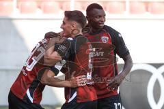 3. Liga; FC Ingolstadt 04 - Würzburger Kickers; Tor Jubel Treffer 2:1 Davide Sekulovic (33, FCI) Emre Gül (5, FCI) Obed Ugondu (17, FCI)