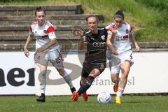 2. Fußball-Liga - Frauen - Saison 2022/2023 - FC Ingolstadt 04 - 1. FC Nürnberg - Alina Mailbeck (Nr.8 - FCI Frauen) - #Scholz Marina weiss Nürnberg rechts - Salfelder Rebekka weiss Nürnberg links - Foto: Meyer Jürgen