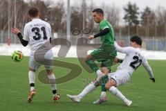 AUDI - Schanzer Amateurcup - Finale -  2026  - SV Hundszell - SV Denkendorf - Jonas Löffler grün Denkendorf - Lukas Conradi weiss Hundszell #31 - Johannes Rindlbacher weiss #22 Hundszell - Foto: Meyer Jürgen