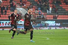 2.BL; FC Ingolstadt 04 - Erzgebirge Aue; Tor Jubel Treffer 1:0 Patrick Schmidt (32, FCI)