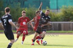 Kreispokal - Saison 2025/26- SV Eitensheim- TSV Gaimersheim  - Thomas Schreiner (Nr.10 - TSV Gaimersheim) - Robert Kipf rot links Eitensheim - Niklas Elm rot hinten Eitensheim #10- Foto: Meyer Jürgen