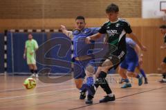 Hallenturnier Gaimersheim - Saison 2025/26 - TSV Gaimersheim - SV Hundszell - Nico von Swiontek Brzezinski schwarz Gaimersheim- Maximilian Friebe blau Hundszell - Foto: Meyer Jürgen