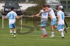 Kreisklasse - Saison 2025/26- TSV Großmehring - SV Oberstimm- Jonas Weidinger weiss Oberstimm mit dem 1:1 Ausgleichstreffer - jubel  - Foto: Meyer Jürgen