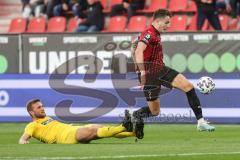 Relegation 1 - FC Ingolstadt 04 - VfL Osnabrück - Dennis Eckert Ayensa (7, FCI) im Alleingang überwindet Beermann Timo (33 VfL) und erzielt das 3:0 Tor Jubel, lupft über Torwart Kühn Philipp (22 VfL)