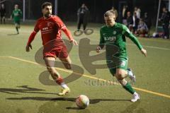 2024_2_8 - Bezirksliga - Saison 2023/24 - Freundschaftsspiel - FC Fatih Ingolstadt - SV Manching -  - Sebastian Graßl grün Manching - Akif Abasikeles rot Fatih - Foto: Meyer Jürgen