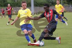 Bayernliga Nord - Saison 2024/25 - Freundschaftsspiel - FC Ingolstadt 04 II - FC Pipinsried - Jason Osei Tutu (Nr.11 - FCI U21) - Mario Götzendörfer gelb Pipinsried  - Foto: Meyer Jürgen