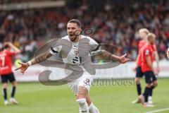 3. Liga; SpVgg Unterhaching - FC Ingolstadt 04; Kopfball Tor Jubel Treffer Pascal Testroet (37, FCI) 0:1,