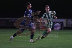 Landesliga - Saison 2025/26 - SV Manching - SC Oberweikertshofen - Luca Bienek (Nr.16 - SV Manching) - Leibelt Moritz blau Oberweikertshofen - Foto: Meyer Jürgen