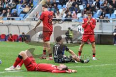 3. Liga; 1. FC Saarbrücken - FC Ingolstadt 04; Torchance verpasst ärgert sich Emre Gül (5, FCI) Julian Kügel (29, FCI) Max Besuschkow (17, FCI) Multhaup Maurice (11 FCS)