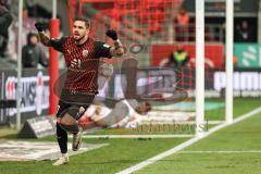 3. Liga; FC Ingolstadt 04 - Erzgebirge Aue; Tor Jubel Treffer Pascal Testroet (37, FCI) 1:0, Torwart Männel Martin (1 Aue) Schikora Marco (21 Aue)