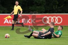 Bezirksliga - Saison 2024/25 - Freundschaftsspiel - SV Manching - TSV Gaimersheim - Fabian Neumayer (Nr.9 - SV Manching) - Simon Bellinghausen (Nr.15 - TSV Gaimersheim) - Foto: Meyer Jürgen