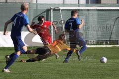 Kreisliga - Saison 2022/2023 - Türk.SV Ingolstadt - SV Menning - Der 1:0 Führungstreffer durch Eray Genc rot Türk SV - Johannes Lechner Torwart Menning - jubel - Marcel Hubner blau #2 Menning - Foto: Meyer Jürgen