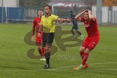 Bayernliga Süd - Saison 2021/2022 - FC Ingolstadt 04 II - TSV 1860 München II - Gashi Egson (#7 FCI) reklamiert ein Handspiel beim Schiedsrichter - Foto: Meyer Jürgen