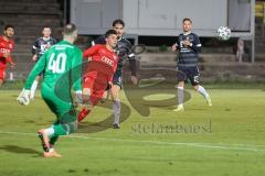 Bayernliga Süd - Saison 2022/2023 - FC Ingolstadt 04 -  VFB Hallbergmoos - Keidel Felix (Nr.6 - Fc Ingolstadt 04 II) - Carl Opit schwarz Hallbergmoos -Dominic Dach Torwart Hallbergmoos -  Foto: Meyer Jürgen