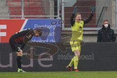 2.BL; FC Ingolstadt 04 - SV Darmstadt 98; Tor Torwart Robert Jendrusch (1, FCI) 0:2 schreit, Maximilian Neuberger (38, FCI) enttäuscht