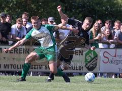 Relegation - Saison 2025/26 - SV Karlskron - FC Geisenfeld - Fabian Graf schwarz Karlskron  - Timo Postruschnik schwarz Karlskron  - Foto: Meyer Jürgen