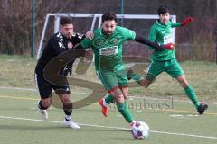 Freundschaftsspiel - Türk SV Ingolstadt - SV Manching - Saison 2023/23 - Abdel Abou-Khalil grün Manching - Melih Soysal schwarz Türk SV - Foto: Meyer Jürgen