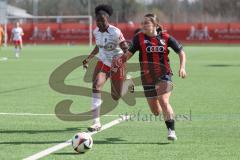 2. Bundesliga Frauen - Saison 2024/25 - FC Ingolstadt 04 Frauen - SC Freiburg II - Pija Reininger (Nr.21 - FCI Frauen) - Sadikou Nailatou weiss Freiburg - Foto: Meyer Jürgen