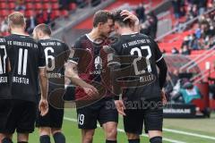 2.BL; FC Ingolstadt 04 - Karlsruher SC; Tor Jubel Treffer 1:0 Thomas Keller (27, FCI) mit Marcel Gaus (19, FCI)