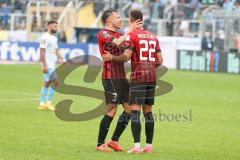 3.Liga - Saison 2022/2023 - TSV 1860 München - FC Ingolstadt 04 -  Das Spiel ist aus - Jubel  - Dominik Franke (Nr.3 - FCI) - Marcel Costly (Nr.22 - FCI) - Foto: Meyer Jürgen