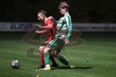 Landesliga - Saison 2025/26 - SV Manching - TSV Hollenbach - Luca Bienek (Nr.16 - SV Manching) - Burkhard Christoph rot Hollenbach - Foto: Meyer Jürgen