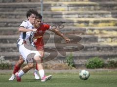 Bayernliga Nord - Saison 2026/27 - FC Ingolstadt 04 II - Jahn Regensburg II - Damian Coric (Nr.8 - FCI II) - Björn Zimmermann rot Regensburg - Foto: Meyer Jürgen