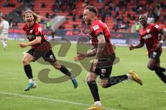 3.Liga - Saison 2022/2023 - FC Ingolstadt 04 -  MSV Duisburg - Der 2:0 Führungstreffer durch Patrick Schmidt (Nr.9 - FCI) - jubel - Tim Civeja (Nr.8 - FCI) - Foto: Meyer Jürgen