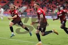 3.Liga - Saison 2022/2023 - FC Ingolstadt 04 -  MSV Duisburg - Der 2:0 Führungstreffer durch Patrick Schmidt (Nr.9 - FCI) - jubel - Tim Civeja (Nr.8 - FCI) - Foto: Meyer Jürgen