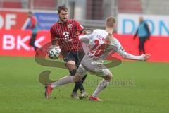 3. Fußball-Liga - Saison 2020/2021 - FC Ingolstadt 04 - FC Viktoria Köln - Michael Heinloth (#17,FCI)  - Luca Stellwagen (#26 Köln) - Foto: Meyer Jürgen