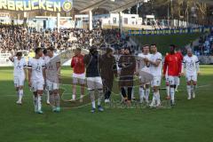 2024_1_27 - 3. Liga - Saison 2023/24 - 1. FC Saarbrücken - FC Ingolstadt 04 -  -  Die Mannschaft bedankt sich bei den Fans - tanzen - XXXXX - Foto: Meyer Jürgen