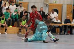 Lotto Bayern Hallencup - Vorrunde - Lindenkreuzhalle Saison 2024/25 - Türk SV Ingolstadt - FC Türk Sport Garching - Martin Maier TW Türk Sport Garching - Ahmet Altay rot Türk Ing - Foto: Meyer Jürgen