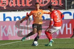 2024_1_20 - 3. Liga - Saison 2023/24 - HallescherFC - FC Ingolstadt 04 -  - Marcel Costly (Nr.22 - FC Ingolstadt 04) - Niklas Landgraf (Nr.31 - HallescherFC ) - Foto: Meyer Jürgen