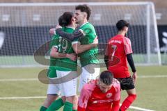 2024_2_17 - Saison 2023/24 - AUDI-Schanzer Amateur Cup - FC Gerolfing - TV 1861 Ingolstadt - Halbfinale 2 -  Der 0:2 Führungstreffer durch - Niklas Nissl grün Gerolfing - jubel - Foto: Meyer Jürgen