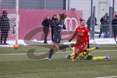 2. Fußball-Liga - Frauen - Saison 2022/2023 - FC Ingolstadt 04 - 1. FC Köln II - Der 1:2 Anschlusstreffer durch Schmittmann Katharina (Nr.20 - FC Ingolstadt 04 ) - Jubel - Nieselt Charleen #20 Köln - Kammer Kristin Torwart Köln - Foto: Meyer Jürgen