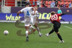 3.Liga - Saison 2022/2023 - FC Ingolstadt 04 -  SV Meppen - Der 3:1 Führungstreffer durch Jalen Hawkins (Nr.20 - FCI) - Yannick Osee (Nr.4 - SV Meppen) - jubel - Foto: Meyer Jürgen