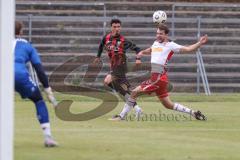 *** Bayernliga Nord - Saison 2025/26 - FC Ingolstadt 04 II - Jahn Regensburg II - Sekulovic Davide (Nr.33 - FC Ingolstadt II) - Hasa Samuel weiss Regensburg - Merkl Maurice Torwart Regensburg - Foto: Meyer Jürgen