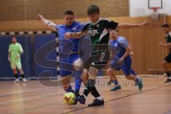 Hallenturnier Gaimersheim - Saison 2025/26 - TSV Gaimersheim - SV Hundszell - Nico von Swiontek Brzezinski schwarz Gaimersheim- Maximilian Friebe blau Hundszell - Foto: Meyer Jürgen