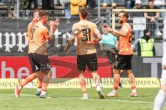 3. Liga; SV Sandhausen - FC Ingolstadt 04; Tor Jubel Treffer 1:1 Ausgleich Sebastian Grönning (11, FCI) Trompete Benjamin Kanuric (8, FCI) Julian Kügel (31, FCI)