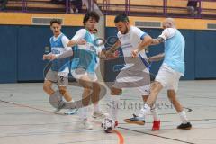 Hallenturnier MTV Ingolstadt - Saison 2025/26 - MTV Ingolstadt - Reichertshofen - Mentor Haliti weiss Reichertshofen - Julian Wolf blau MTV - Deniz Aydin blau rechts MTV - Foto: Meyer Jürgen