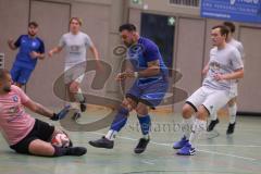 Hallenturnier Ingolstadt Nord - Saison 2024/25 - SV Pulling - SV Oberstimm - David Badrow Torwart Pulling  - Giovanni Russo blau Oberstimm - Foto: Meyer Jürgen