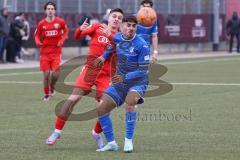 A-Junioren - Bundesliga Süd FC Ingolstadt 04 - TSG 1899 Hoffenheim - Emre Gül (Nr.15 - FCI A-Junioren) rot - Dagdeviren Diren  blau Hoffenheim - Foto: Meyer Jürgen