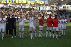 2024_1_27 - 3. Liga - Saison 2023/24 - 1. FC Saarbrücken - FC Ingolstadt 04 -  -  Die Mannschaft bedankt sich bei den Fans - tanzen - XXXXX - Foto: Meyer Jürgen