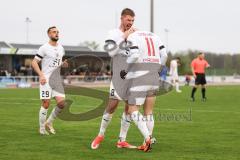 Toto Pokal; Halbfinale; FV Illertissen - FC Ingolstadt 04; Max Dittgen (10, FCI) Rückpass Vorlage für Sebastian Grönning (11, FCI) zum 0:1, Tor Jubel Treffer Benjamin Kanuric (8, FCI) David Kopacz (29, FCI)