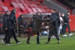 3. Liga - FC Ingolstadt 04 - Türkgücü München - Spiel ist aus Sieg FCI 2:1, Jubel, Cheftrainer Tomas Oral (FCI) mit Fatih Kaya (9, FCI) Direktor Sport Michael Henke (FCI) Co-Trainer Mark Fotheringham (FCI)