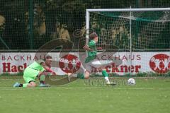 Toto-Pokal - Saison 2023/2024 - FC Gerolfing - TSV Rohrbach - Der 2:0 Führungstreffer durch Timo Kraus grün Gerolfing - jubel - Alexander Deuschle Torwart Rohrbach -  Foto: Meyer Jürgen