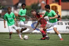 Kreisliga- Saison Saison 2026/27 -  Muhammedcan Tural grün Fatih - Mathias Neumayer rot Kasing - Foto: Meyer Jürgen
